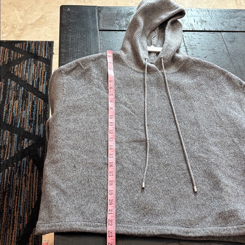 MASSIMO Dutti Gray Wool Blend Bungee Cinch Side Ribbed Hoodie Sweatshirt Small - Picture 9 of 14